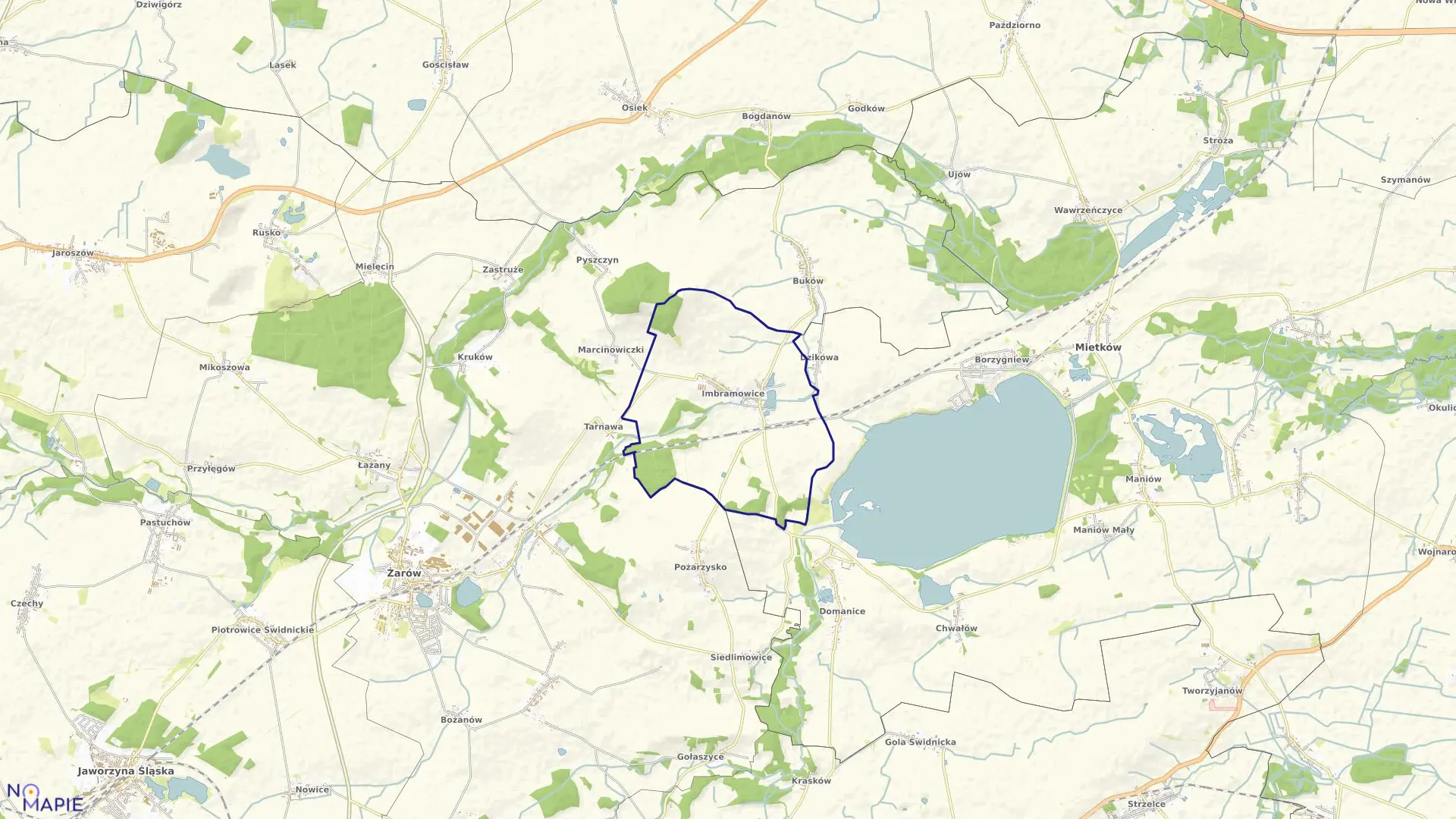 Mapa obrębu Imbramowice w gminie Żarów