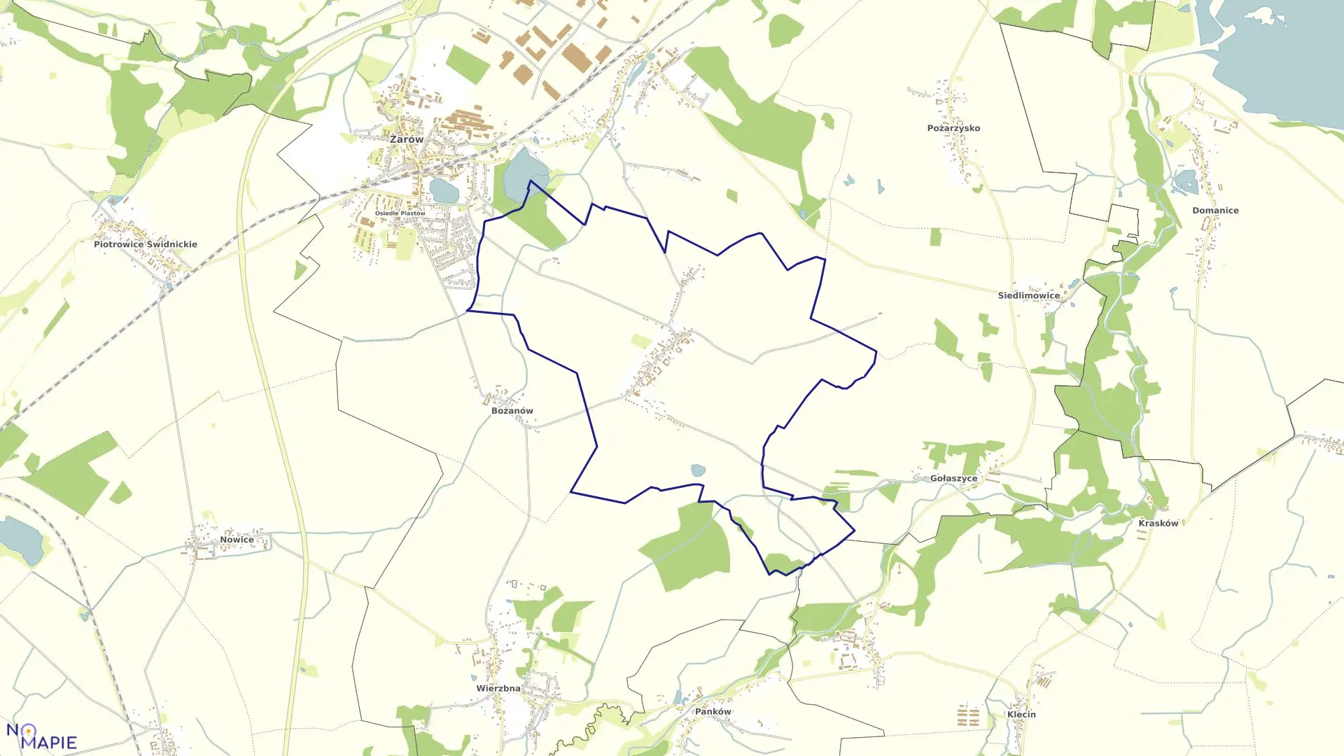 Mapa obrębu Kalno w gminie Żarów