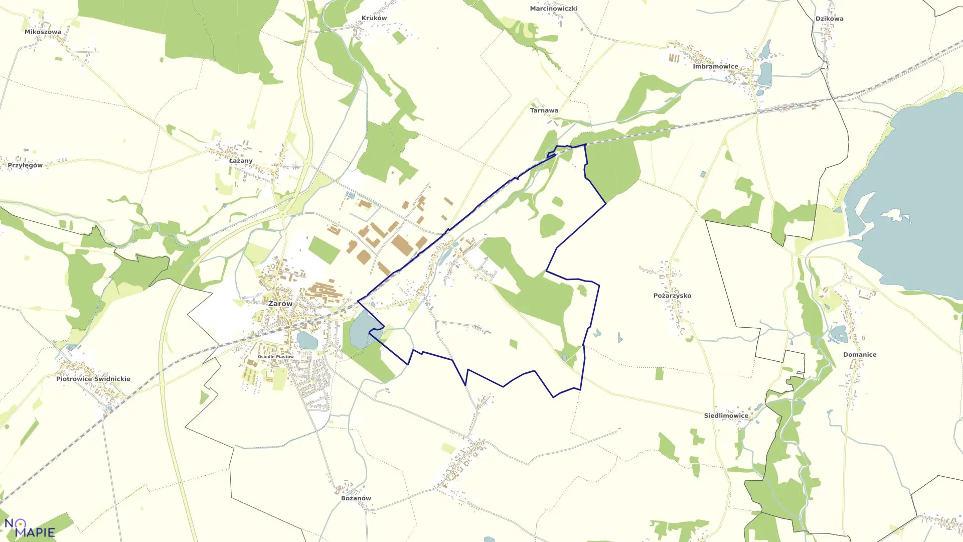 Mapa obrębu Mrowiny w gminie Żarów